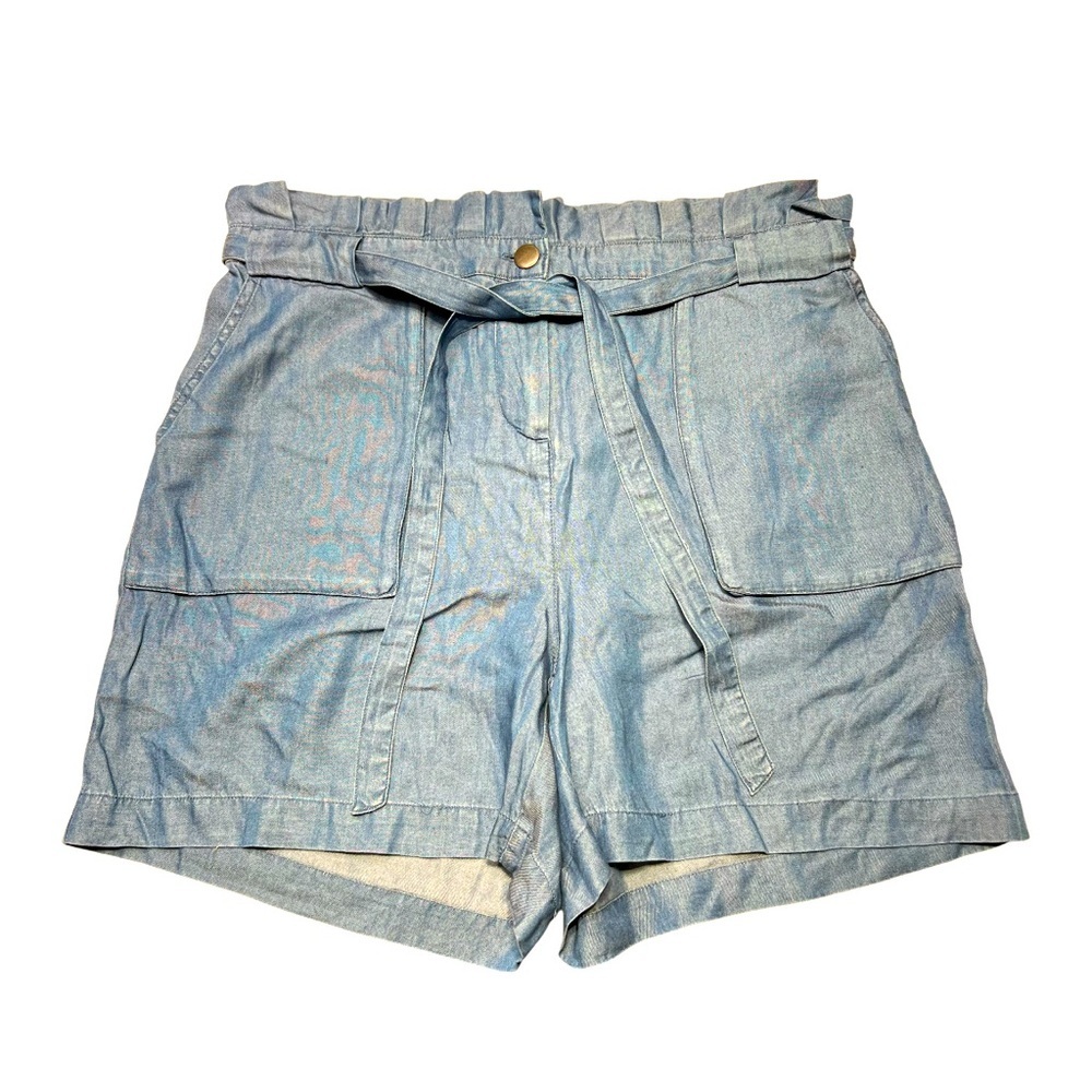 Astr Blue High Waist Shorts with Paper-Bag Style